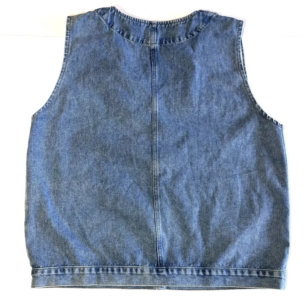 Shebote Denim Vest Size XXL Medium Wash Front Pockets - Picture 2 of 7